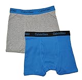 Calvin Klein Boys 2 Pack Blue & Grey Boxer Briefs