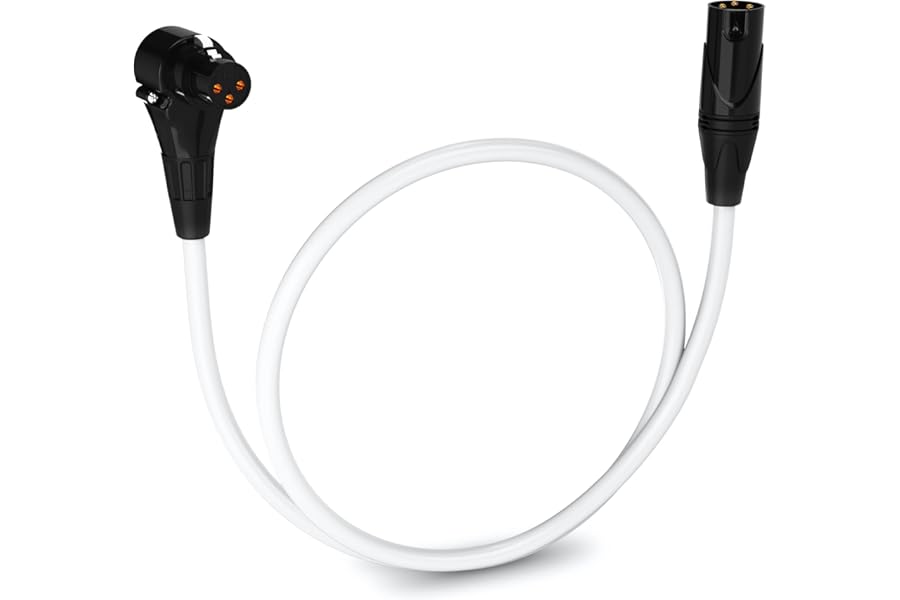 LyxPro 1.5 Feet Right Angle XLR Female to Male 3 Pin Mic Cord for Powered Speakers Audio Interface Professional Pro Audio Performance Camcorders DSLR Video Cameras and Recording Devices - White