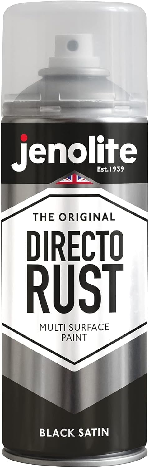 JENOLITE Directorust Spray Paint Satin Black 400ml Direct To Rust All-In-One