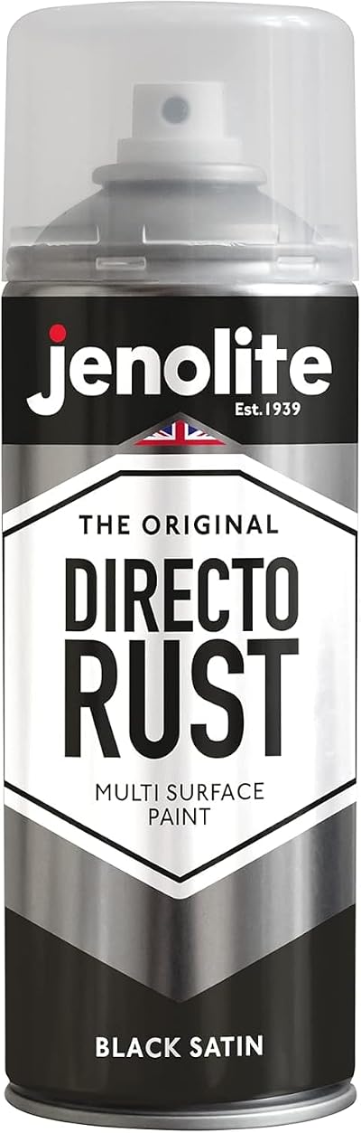 JENOLITE Directorust Spray Paint Satin Black 400ml Direct To Rust All-In-One