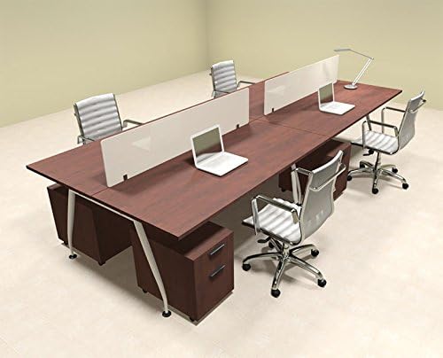 Four Person Modern Divider Office Workstation Desk Set, OF-CON-AP27