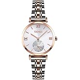 SKMEI Watches for Women Ladies Female Stainless Dress Luxury Business Classic Fashion Analog Quartz Waterproof Simple Day Date Wife Girls Gifts Gold Silver Wrist Watch