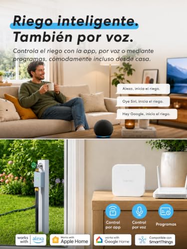 meross Programador Riego WiFi con Smart Hub, Temporizador de Riego Automático para Jardín, App y Control por Voz, Pausa por Lluvia, Consumo de Agua, Latón, IP65, Alexa, Google y Apple HomeKit, Gris