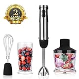 KOIOS 4 in 1 Hand Blender 400-Watts With 500ml Food Processor, 600ml Beaker & Whisk Attachments
