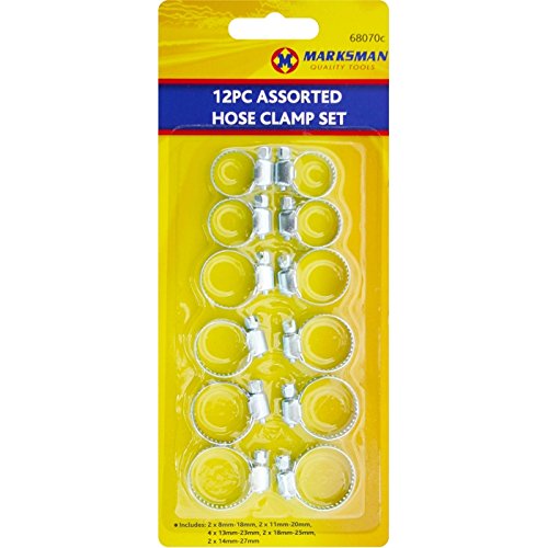 12 Piece Hose Clamp Jubilee Clip Set (16, 18, 23, 25, 27mm)