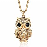 Z-Jeris Fashion Jewelry Full Rhinestone Owl Long Chain Pendant Necklace 2 Colors (Gold)