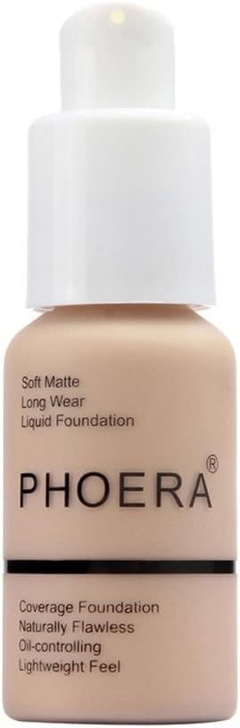 Aomili Foundation Liquid, PHOERA Foundation Oil Control Concealer Makeup Full Coverage Matte Brighten Long Lasting(30ml) (Nude #102)