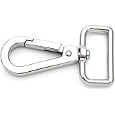 CRAFTMEMORE 2pcs Extra-Thick Lobster Clasps Swivel Snap Hook Strong Metal Push Gate Clip Purse Hardware SC91 (1 1/2 Inches, Silver)
