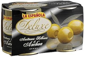 LA ESPAÑOLA La Espanola Deluxe Olives Stuffed with Anchovy - Aceitunas Rellenas de Anchoa 2 pack of 200g each