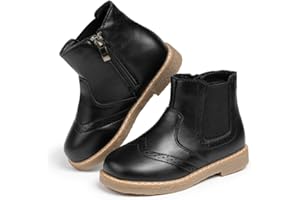 Miamooi Toddler Girls Boys Combat Ankle Boots Little Kid Waterproof Outdoor Chelsea Fall Booties Leather Comfort Shoes (Toddl
