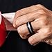Saco Band Mens Silicone Rings Wedding Bands - 7 Pack (Middle Line Black Blue Gray, Camo Black, Silver, Dark Silver, Black, 12.5-13 (22.2mm))