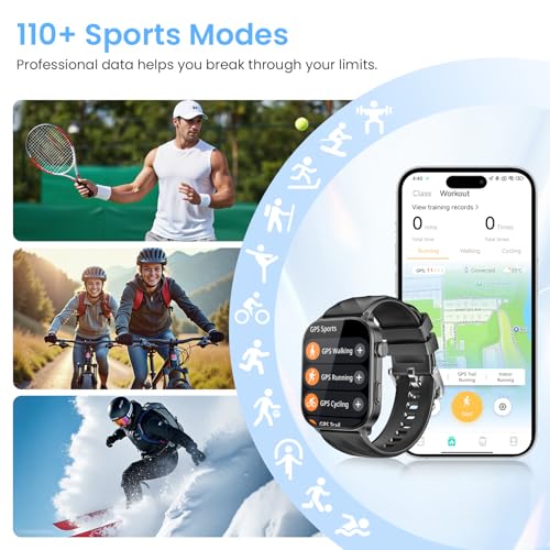 Smart Watch Men Women, 2.01" HD Smartwatch with GPS, Bluetooth Calls, Smart Watches with 110+ Sports, Sleep Monitor/Heart Rate Monitor/SpO2/Pedometer, 5ATM for Android iOS-Black