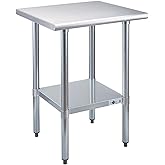 Profeeshaw Stainless Steel Prep Table NSF Commercial Work Table with Undershelf for Kitchen Restaurant 24×24 Inch