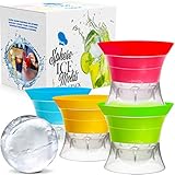 Sphere Ice Maker ball Molds - Large Clear Rubber reusable plastic opal Ice Mold Round Small Ice Cubes Drinks Silicone Tray Silicon Whiskey Ice Cube Trays Balls Makers With Lids - Great for Parties