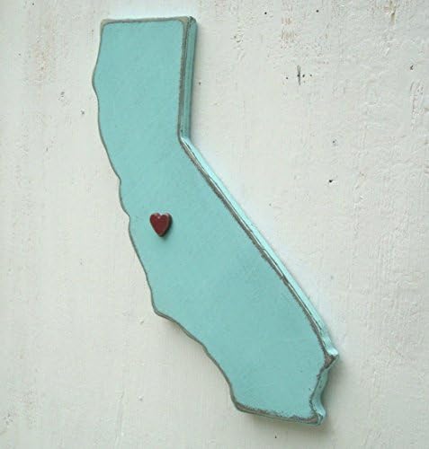 California wood state wall art with heart