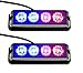 4 LED Emergency Strobe Lights Warning Flashing Light Surface Mount Caution Construction Hazard Light Bar for Trucks Car Vehicles DC 12-24V 2PCS Blue/Red