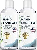 Instant Hand Sanitizer Gel - Value Size Advanced Natural Hand Sanitizer Cleaner Portable Aloe Vera Moisturizer by Premium Nature (2PK (2x 4 oz))