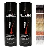 2 of EFFICIENT Keratin Hair Building Fibers, Hair Loss Concealer Net Wt. 28gm / 0.98 oz (Medium Brown)