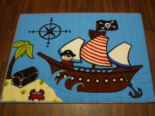 Non Slip Kids Pirate Play Mat /Rug 75cm x 112cm Hours Of Fun
