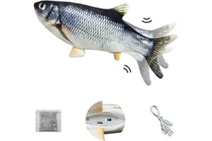 SPEENSUN Floppy Fish Dog Toy,Floppy Fish Cat Toy,11" Realistic Interactive Perky Pet Floppy Fish,USB Charging Floppy Fish Friend Dog Toy,Dog Fish Toy Flopping Can Chew and Kick,Reducing Stress For Cats