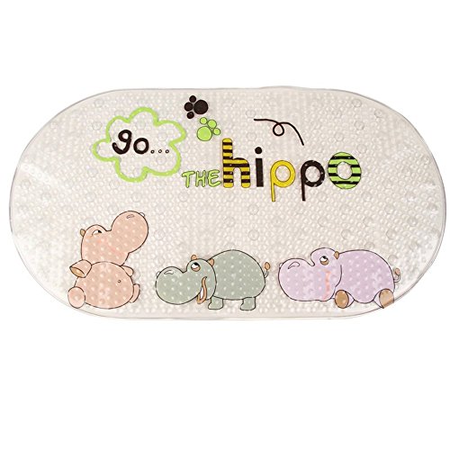 Youtop Clear PVC Anti Slip Cartoon Hippo Pattern Bath Mat for Kids Bathtub