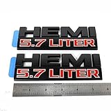 Yoaoo 2pcs OEM Black HEMI 5.7 Liter 5.7L Emblem Badge 3D Decal for Dodge RAM 1500 Matte Origianl size