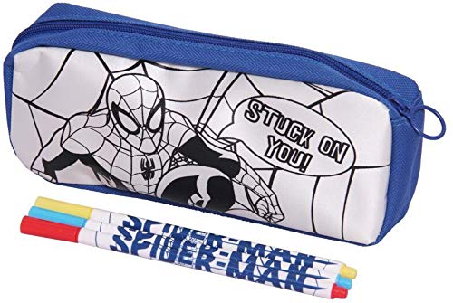 H M International Licensed Princess and DIY Pencil Pouch with Colours – (Spiderman)