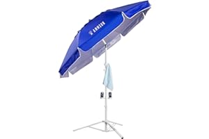 AMMSUN 6.5ft Sun Shade Umbrella, Premium Portable Umbrella with Stand, Lightweight, Easy to Carry, Push Button Tilt, UV 50+ P