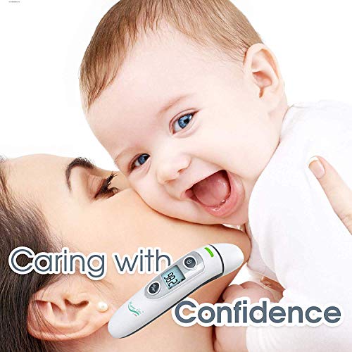 Baby, Children's, Adult Ear and Forehead Digital Thermometer - Temporal Electronic Infrared, Dual F & C Temperature Mode, Fast 1 Second Read, for Infants, Babies, Kids & Adults, Ear Termometro