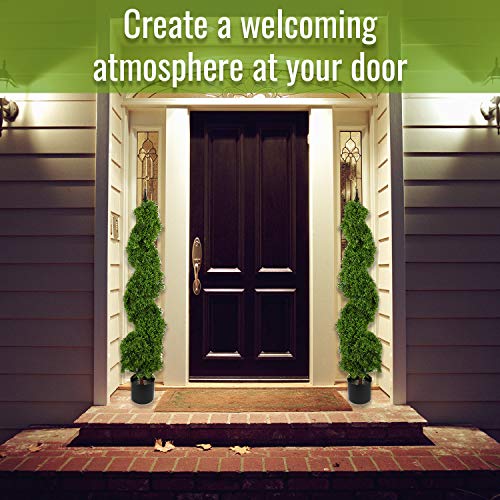 Topiary Trees Artificial Outdoor 2 Pack, Spiral Tree, Faux Boxwood