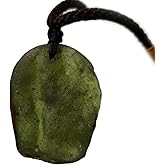 DYFUHO Moldavite Aerolitesl Crystal,Raw Stone Pendant Czech Meteorite Pendants,Rough Gemstone Rope Necklace