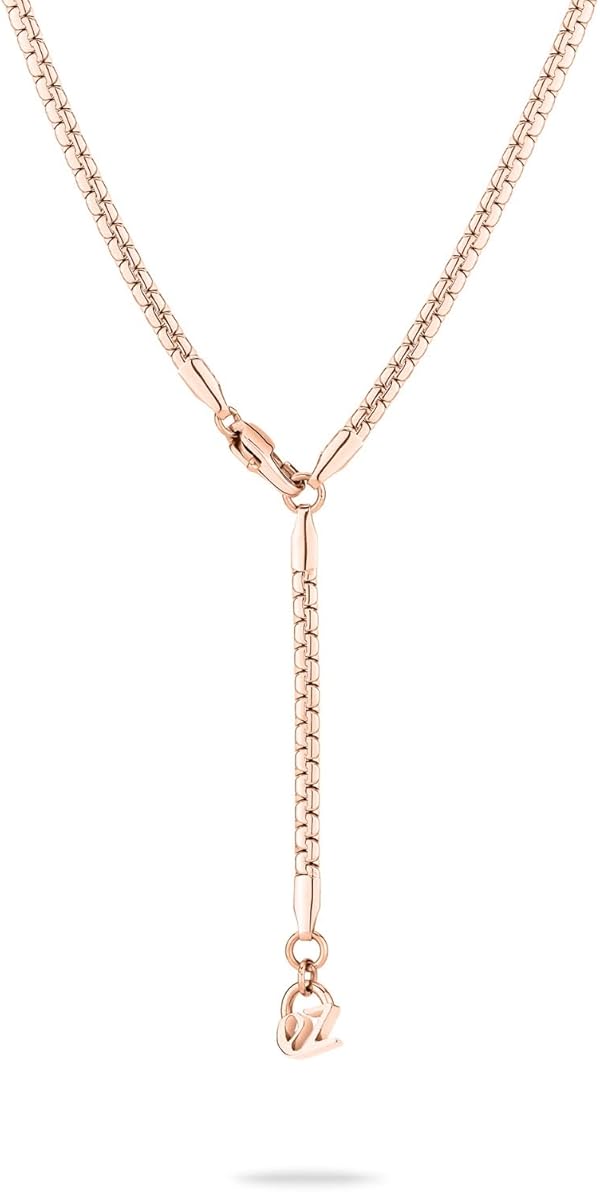 Echtzeit Halskette The Y-Sleek - 56 cm, roségold - Edelstahl-Kette im modernen Y-Design & 14 Karat Vergoldung - wasserfester & hautfreundlicher Schmuck - Geschenk für Damen