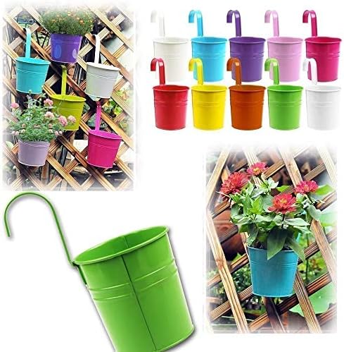 Pots De Fleur Suspendus En Fer Vase Métal Décoration Balcon Jardin Couleurs Différents Avec