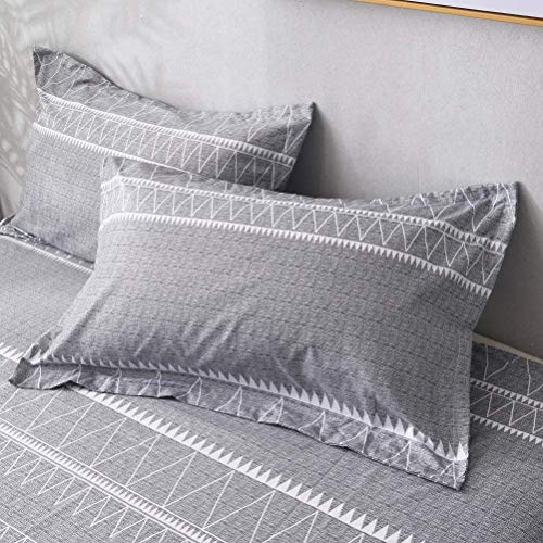 Shatex Queen Comforter Set 3 Piece All Season Comforters Queen Size – Striped Ultra Soft 100% Microfiber Polyester – Grey Home Bedding with 2 Pillow Shams