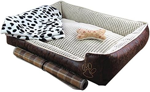 TENSOE Deluxe White Pet Cushion/Bed Machine Wash &amp; Hand Washing Not Deformation for Medium/Large Dogs/Cats/Guinea Pigs Soft Wadding 28×22×8.7 Inch with Mat &amp; Carpet