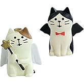 RAQWI 2Pcs Cute Mini Cat Figurine for Office, Home Decoration for Cat Lovers