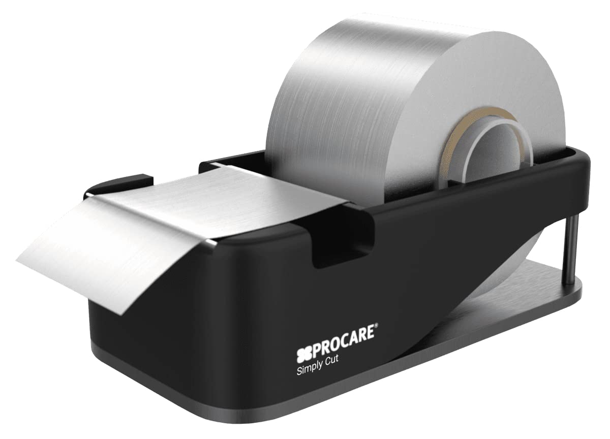 Procare Premium Black Simply Cut Dispenser - Hair Foil Dispenser and Cutter up to 1000m Rolls, Easy to Use with Safety Blade for Accurate Foil Cutting
