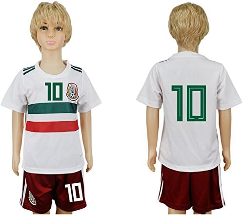 2018 Russia Word Cup Mexico National Football Team #10 Kids Away White Soccer Jersey - XS