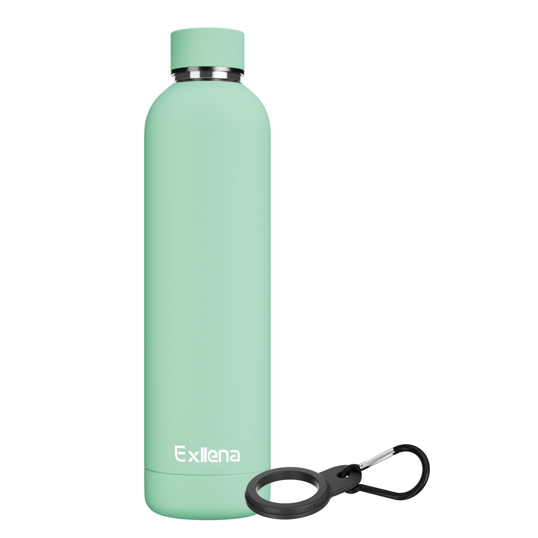 Exllena Insulated Water Bottle 1L with Buckle, Double Wall Stainless Steel, 12 Hrs Hot/24 Hrs Cold, BPA Free for Gym, Camping, Hiking (Mint)