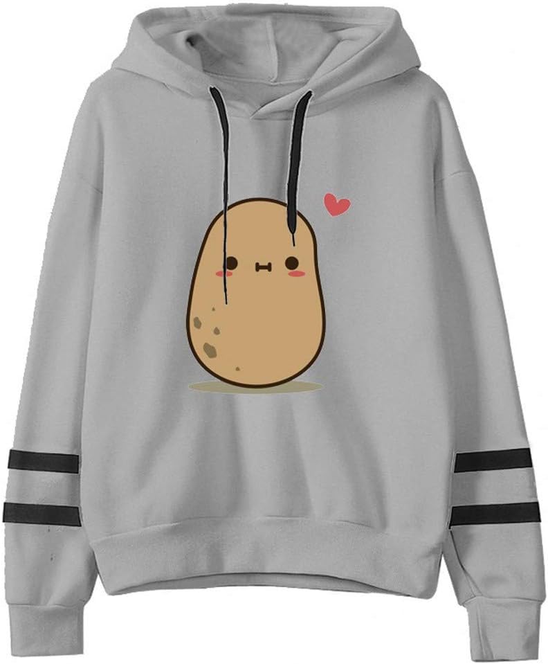 Hooded Sweatshirts Cute Potatoes Pattern Teen Girls Hoodies Casual Loose Pullover Sweatshirt Outwear