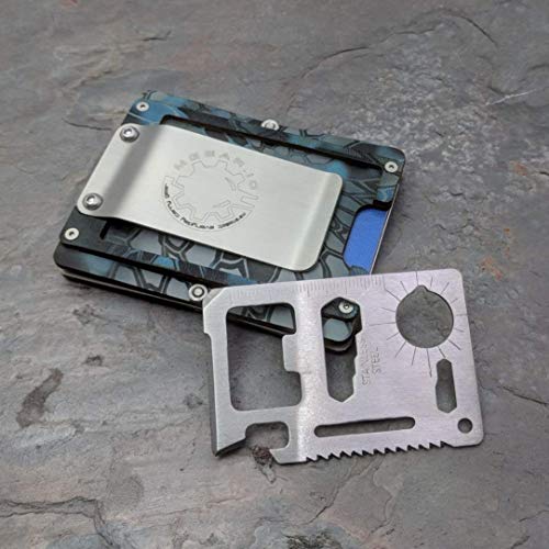 Steel Patriot Law Enforcement Edition. Minimalist Kryptek Neptune Kydex Tactical Wallet With Stainless Steel Front Plate. Multi tool and money clip. - Thumbnail 3