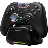 EasySMX X05Pro Wireless PC Gaming Controller with Smart Charging Dock | Hall Effect Joysticks, Full Quiet Buttons, Dual-Stage Linear Triggers, 8-Way D-Pad, PC/Android/iOS/Switch Compatible, Black