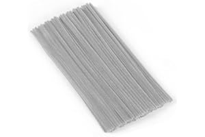 PYRISUU Pipe Cleaners, 100 Pieces Light Gray Chenille Stems Craft, 12 inch Long Fluffy Pipe Cleaners for Creative DIY Art Craft Projects, Home Decoration Supplies (6 mm x 30 cm, Light Gray)