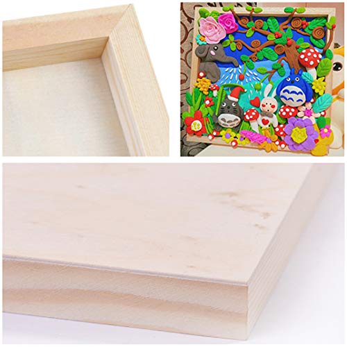 6 Pack Wood Panel 8 x 8'' Wood Canvas Board Blank Framed Wood Sign