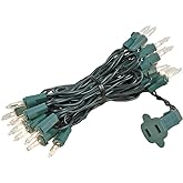 Novelty Lights 5 Feet 20 Bulbs Vintage Short Mini Light String, Clear Bulbs on Green Wire, 4-Inch Spacing Fairy Lights, Connectable End-to-End, UL Listed for Indoor/Outdoor