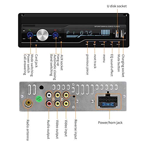 Regetek Single Din Car Stereo 7 inch Bluetooth Car Audio Video Player RDS FM AM Car Radio Player USB/AUX/TF HD Telescopic Retractable Capacitive Touch Screen - Thumbnail 5