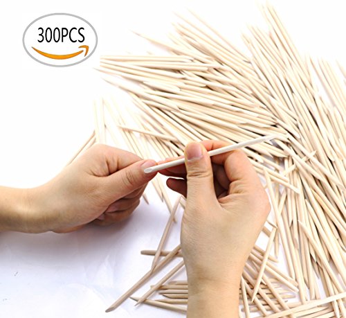 Newbested 300 Pcs 4.5 inch Double Sided Nail Art Wood Stick, Multifunctional Cuticle Pusher Remover Manicure Pedicure Tool