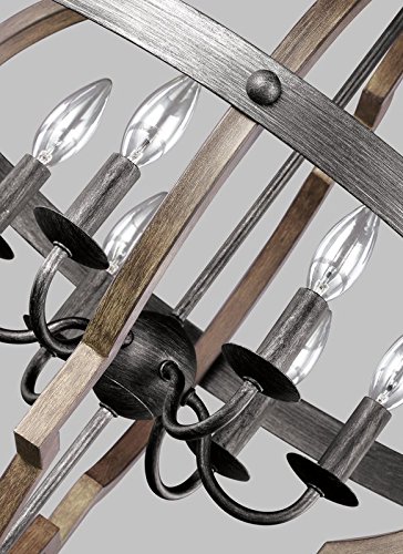 Saint Mossi Oil Rubbed Bronze Farmhouse Chandelier Lighting Flush mount LED Ceiling Light Fixture Pendant Lamp for Dining Room Bathroom Bedroom Livingroom 6 E12 LED Bulbs Required Height 29 x Width 21 - Thumbnail 3