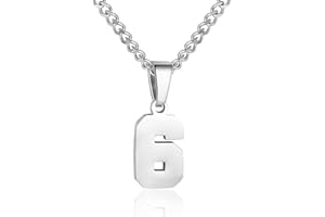 SUSOOK Number Necklace for Men Silver Athletes Number Chain Stainless Steel Charm Pendant Personalized Sports Jewelry for Men Basketball Baseball Football