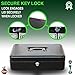 BAYA Cash Box with Money Tray | Key Lock | Tiered Coin Tray with Lid | Steel Cash/Money Storage Safe | For Petty Cash Security | 12 x 10 x 3.5 Inches | Black